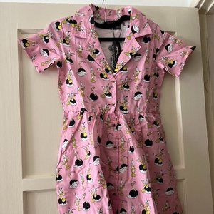 Cakeworthy Disney Beauty & The Beast Short-Sleeved Shirt Dress NWT